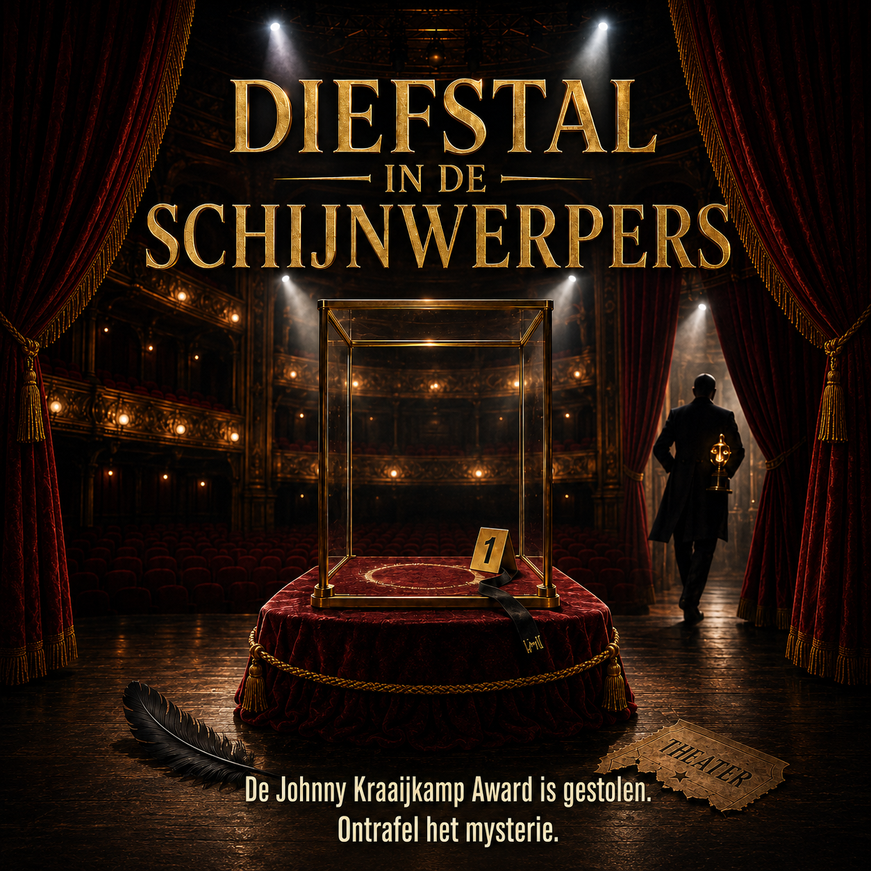 Poster van de theatervoorstelling Diefstal in de Schijnwerpers